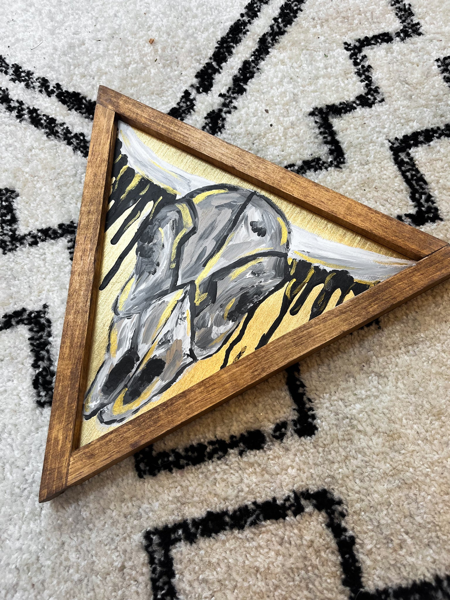 Hand painted Longhorn Skull Triangle